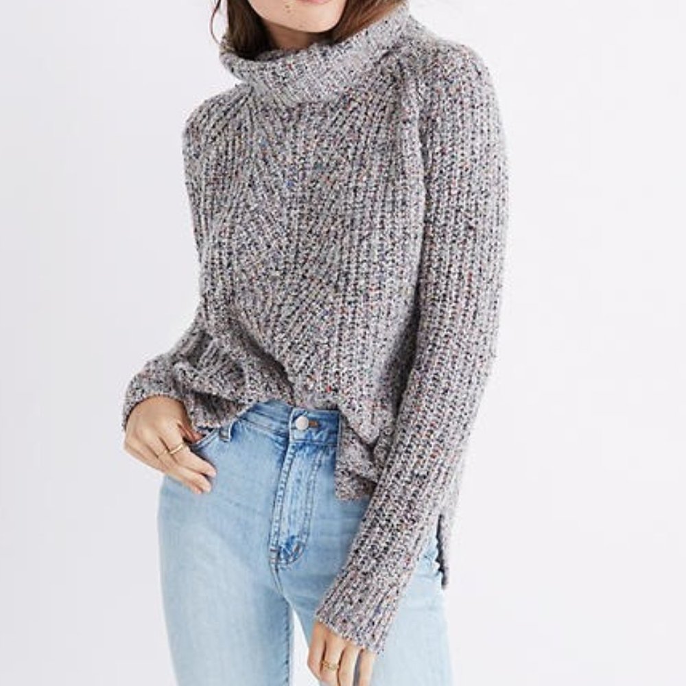 Madewell Colorfleck Ribbed Turtleneck Sweater